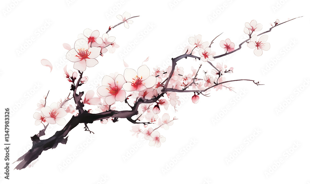 Fototapeta premium Creative 2D Doodle Floral Illustrations on White Background