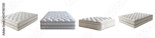 Luxurious Mattress Collection Multiple Views HighEnd Bedding Comfortable Sleep Premium Quality Restful Nights Deep Sleep Exquisite Design Isolated on transparent Background