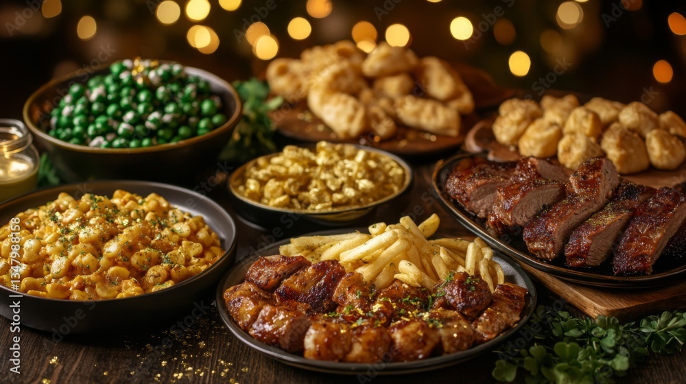 Obraz premium A Festive Feast Of Delicious Food Items