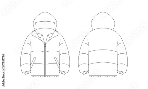 technical drawing puffer jacket design