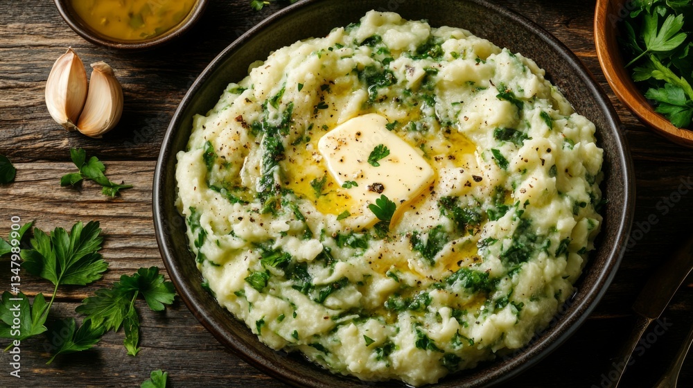 Creamy Parsley Potato Mash With Butter
