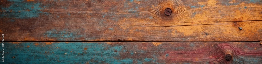 Naklejka premium Weathered wooden board with intricate texture as background, wood grain, wooden furniture