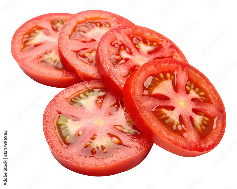 Tomato Slices Isolated on Transparent Background Tomato Slices Isolated on Transparent Background