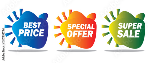 Vibrant and eye-catching design featuring best price, special offer, and super sale tags. Perfect for promotions, discounts, and marketing campaigns