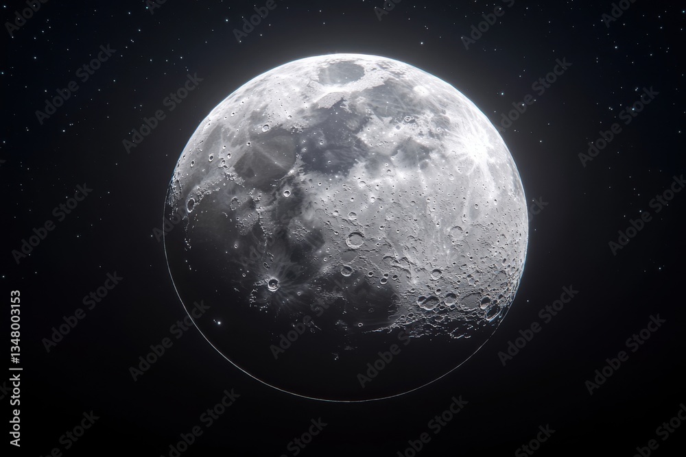 Fototapeta premium Stunning Close-Up of the Full Moon Against a Starry Background