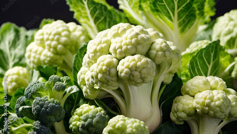 Close up of fresh green broccoli vegetables with lettuce and cauliflower. Healthy ingredient collection. Close up of fresh green broccoli vegetables with lettuce and cauliflower. Healthy ingredient collection.