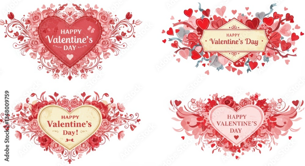 Valentine's Day Vector Heart Design Elements for Greeting Cards and Graphics