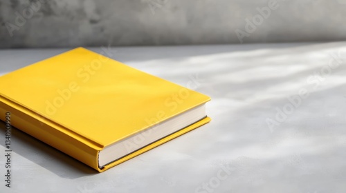 Yellow book on light gray surface