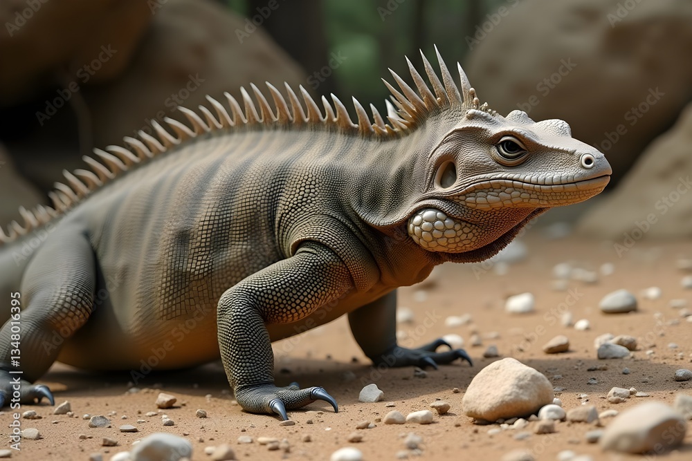 Fototapeta premium Komodo Dragon Strolling Across Rocky Terrain in the Wild