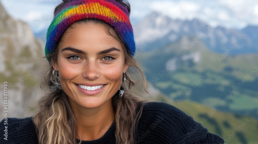 Smiling woman in mountains Smiling woman in mountains