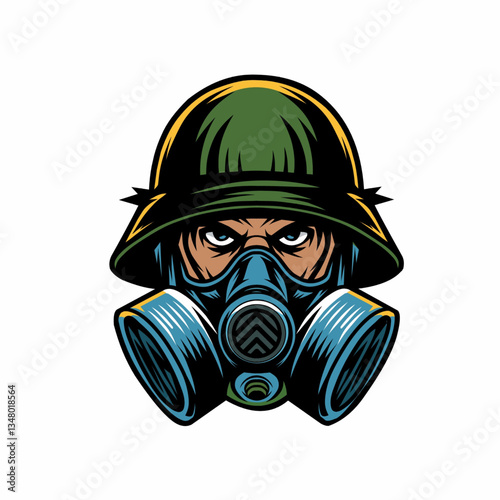 man in gas mask
