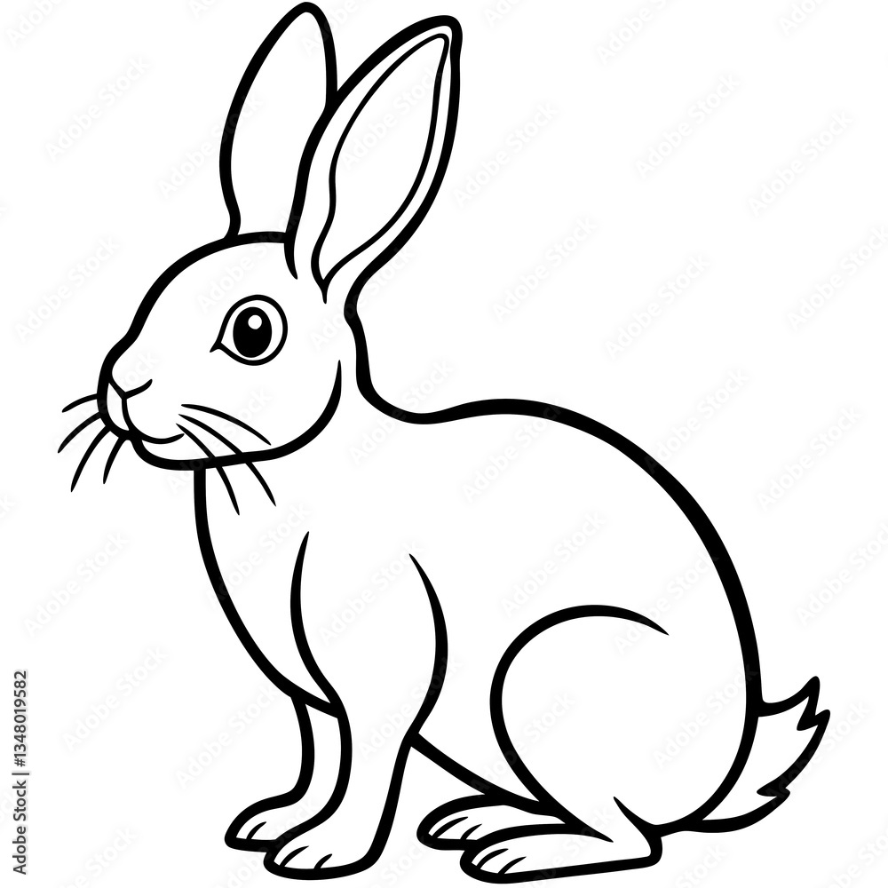 black and white rabit line art in white background black and white rabit line art in white background