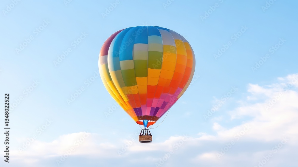 Naklejka premium Colorful hot air balloon soaring through a clear sky