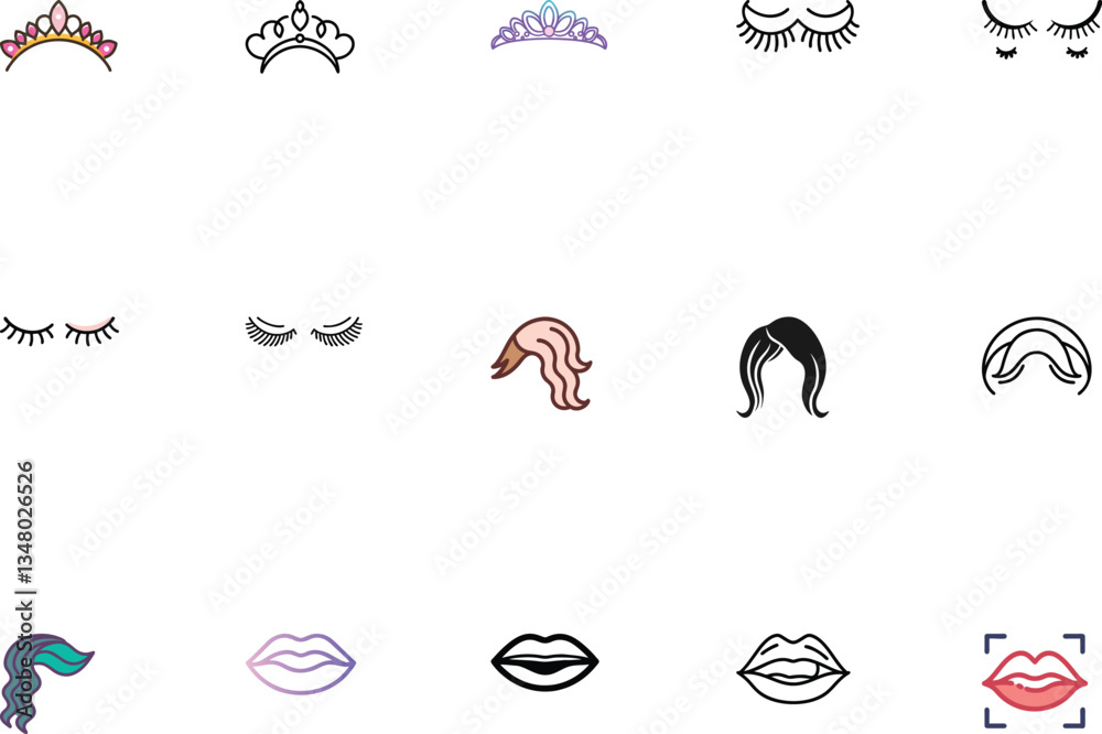 Fototapeta premium Beauty Icon Exclusive Bundle Premium Beauty And Style Icons Collection.