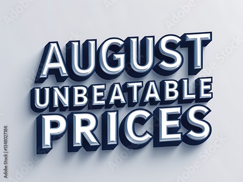 Three dimensional text announces unbeatable prices during the month of August
