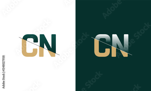 Letter CN and NC cutting and linked logo with Creative monogram logo design