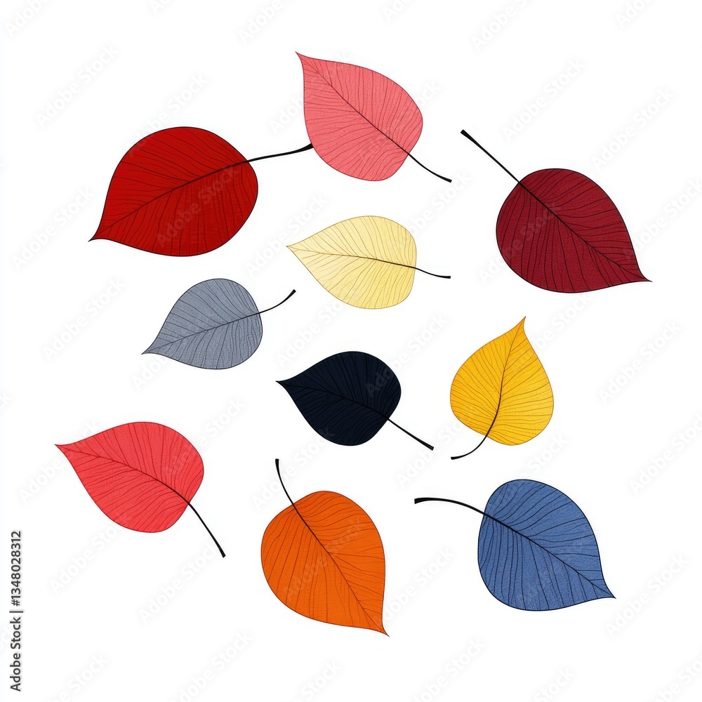 Obraz premium Colorful autumn leaves arranged in a circle on a white background