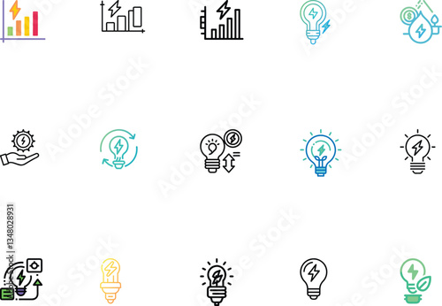 Dynamic Energy Icons bundle Set.