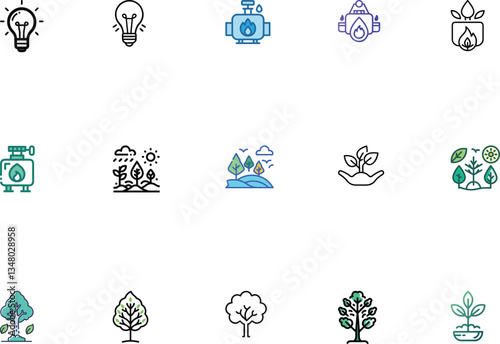 Dynamic Energy Icons bundle Set.
