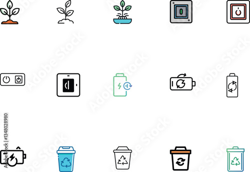 Dynamic Energy Icons bundle Set.