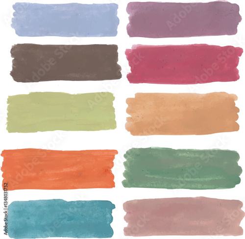 set of watercolor paint strokes
