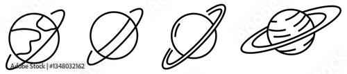 Saturn the Planet icons set editable stroke 
