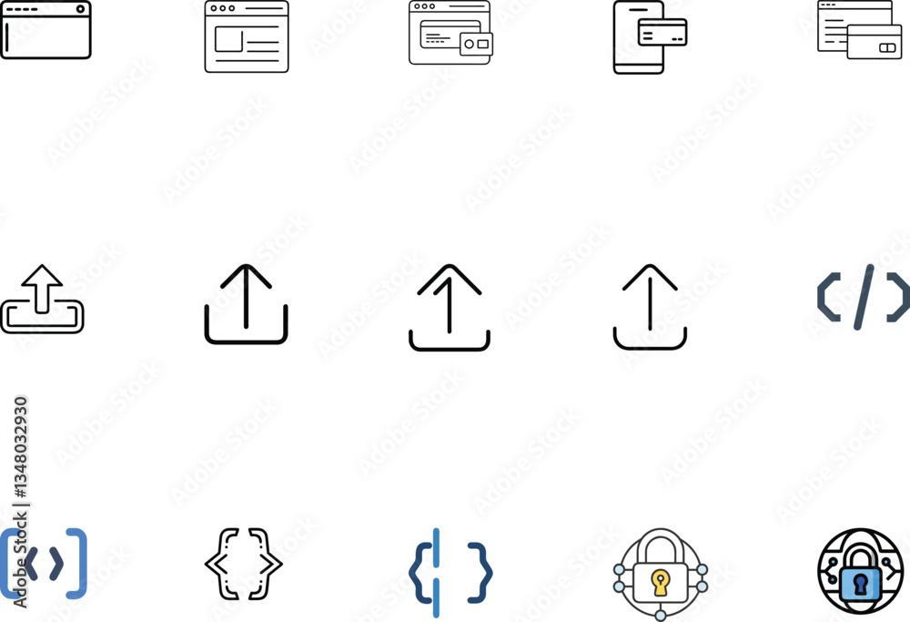 Fototapeta premium Comprehensive Internet And Connectivity Icons Bundle Digital Networking And Communication Symbols.