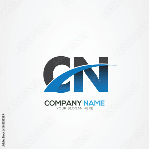 CN or NC Letter Logo Design with a Creative Cut Creative logo design