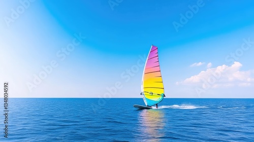 Windsurfer in action on a sunny day