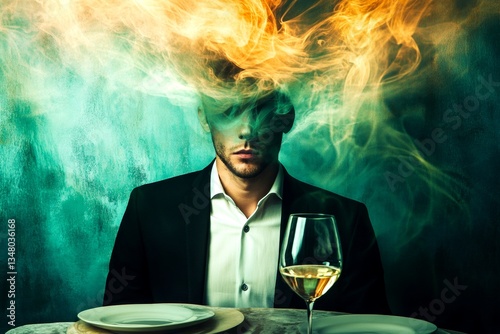 Hallucination - due to alcohol withdrawal: abstract image of individual status. Psychological disorder. Metaphorical alcohol withdrawal perceptions of a mental illusion. Health and psychology.