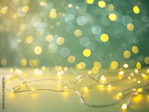 Abstract green and yellow bokeh. Bluured lights. Dreamy green bokeh. Abstract bokeh lights. Yellow and green bokeh blur. Sparkling lights, green glow. abstract bokeh background. 