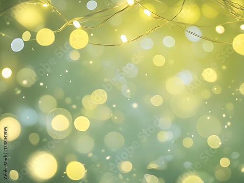 Abstract green and yellow bokeh. Bluured lights. Dreamy green bokeh. Abstract bokeh lights. Yellow and green bokeh blur. Sparkling lights, green glow. abstract bokeh background. 