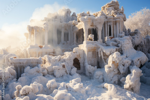 profound geological and historical eminence of Pamukkale, a testament to ancient city of Hierapolis and ethereal curative virtues bestowed upon mortals by its celestial hot springs photo