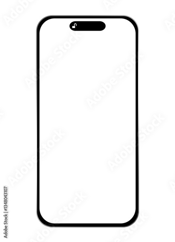 A mobile phone image on a white background with a clipping path to easily separate the object from the scene.