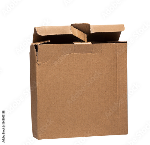 Brown cardboard box on white background with clipping path to easily separate objects from the scene.