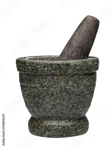 Mortar and pestle on a white background with a clipping path to easily separate the object from the scene.