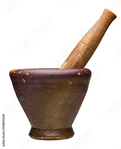 Mortar and pestle on a white background with a clipping path to easily separate the object from the scene.