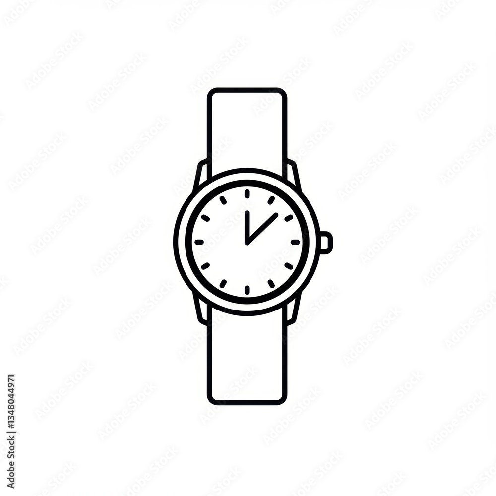 Minimalist wristwatch icon with simple line art design Minimalist wristwatch icon with simple line art design