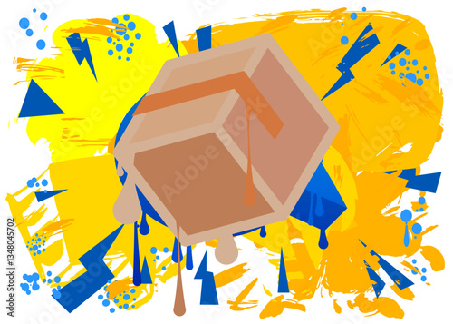 Cardboard Box graffiti. Abstract modern street art decoration performed in urban painting style.