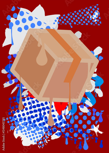 Cardboard Box graffiti. Abstract modern street art decoration performed in urban painting style.