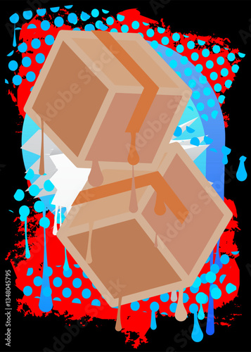 Cardboard Box graffiti. Abstract modern street art decoration performed in urban painting style.