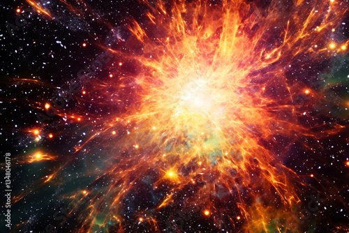Wallpaper Mural breathtaking photograph sun, surrounded by a kaleidoscope of vibrant colors in vastness of cosmic realm, evoking a sense of wonder and underscoring colossal magnitude of universe   Torontodigital.ca