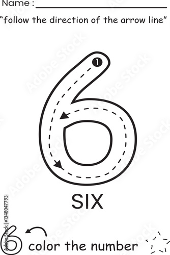 Number Tracing and Coloring Worksheet for Kids