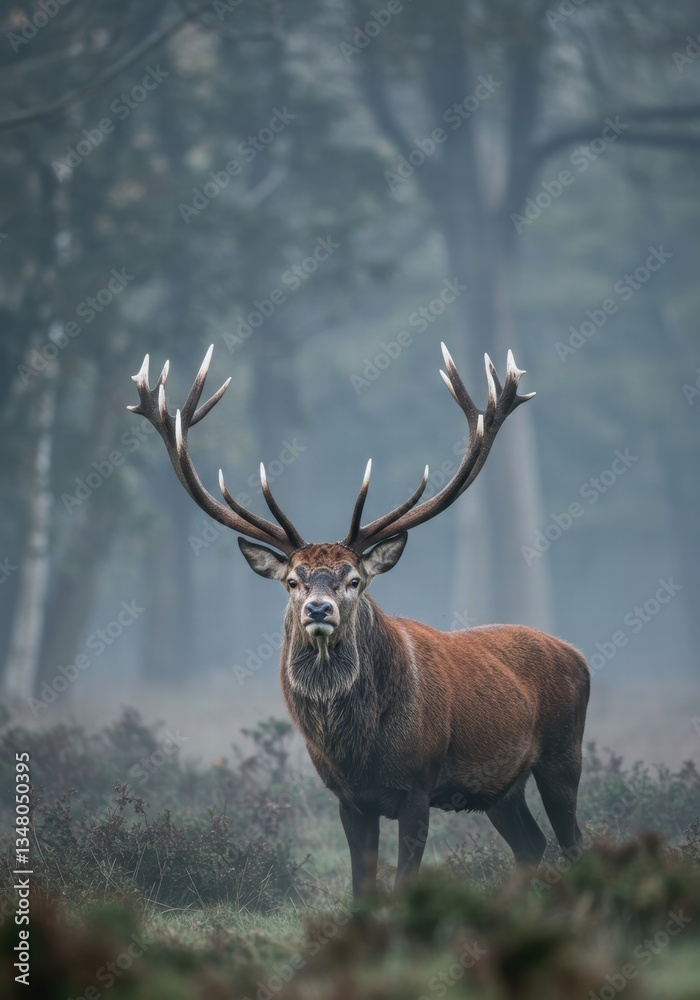 Obraz premium A reindeer standing proudly with its large antlers