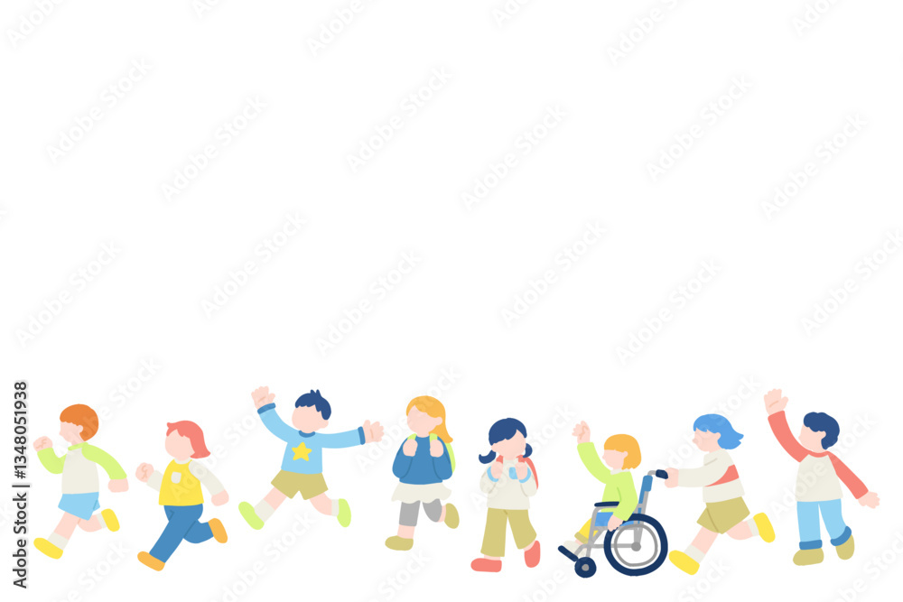 楽しそうに走るこども達のフラットなイラスト(セット)
楽しそうに走るこども達のフラットなイラスト(セット)