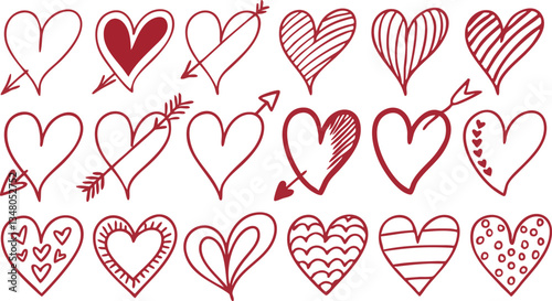 Cute Hand-Drawn Hearts Collection – Love and Romance Clipart for Greeting Cards and Decor