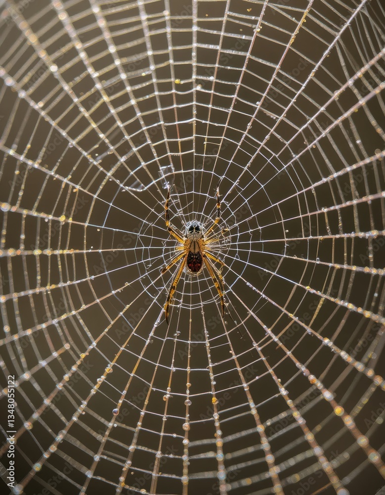 Obraz premium image of spider web with bright morning sunlight