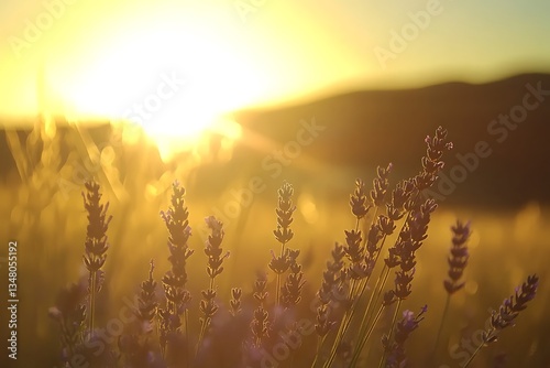 Purple Lavender Flowers Swaying Gently in the Breeze photo