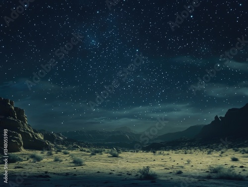 Wallpaper Mural Starry Night Desert Landscape. Torontodigital.ca