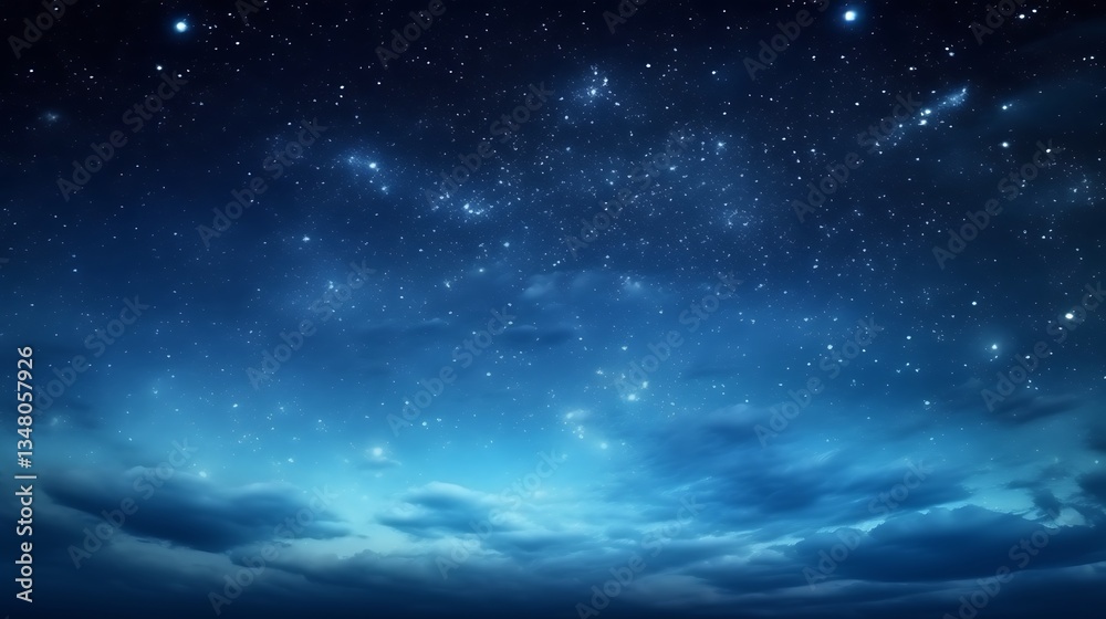 Naklejka premium Night Sky Clouds Stars Celestial Beauty